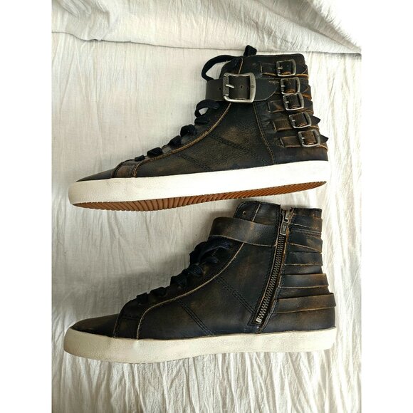 Frye Dylan Belted High Top Sneakers Womens Size 10M Faded Black NEW! NO BOX Edgy - Picture 3 of 7